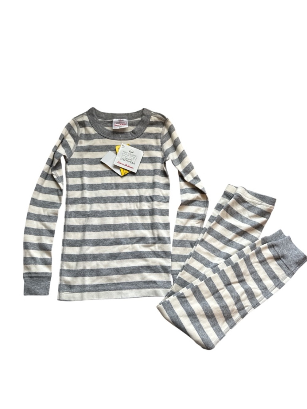 Hannah Andersson | Long John Organic Pajama Set Gray striped Size 120 US 6-7 NEW